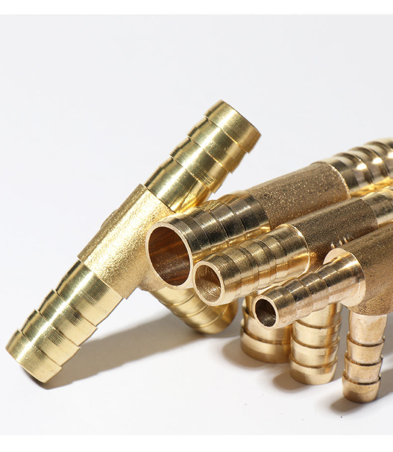 Tee T Type 3 Three Way Brass Pipe Fitting Connector Adapter 4mm 5mm 6mm 8mm 10mm 12mm 16mm 19mm Hose Barb