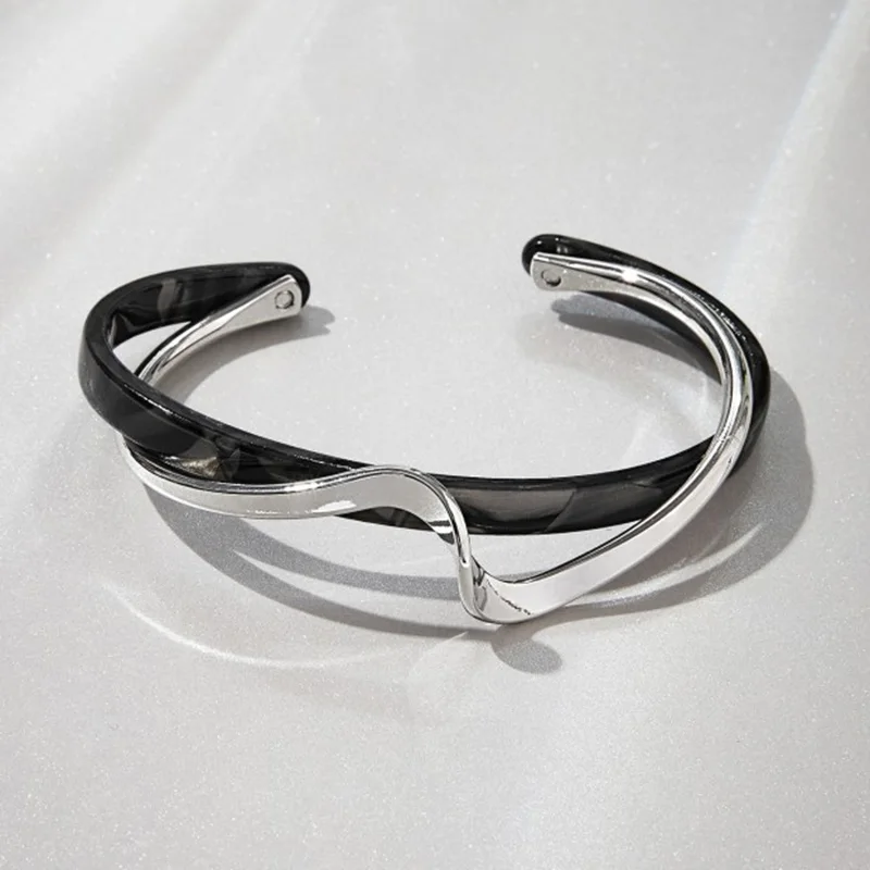 White Acrylic Bracelets Board Bend Metal Bangles Womens Hand Bracelets Geometric C- shaped Opening Bracelets Jewelry Gifts K