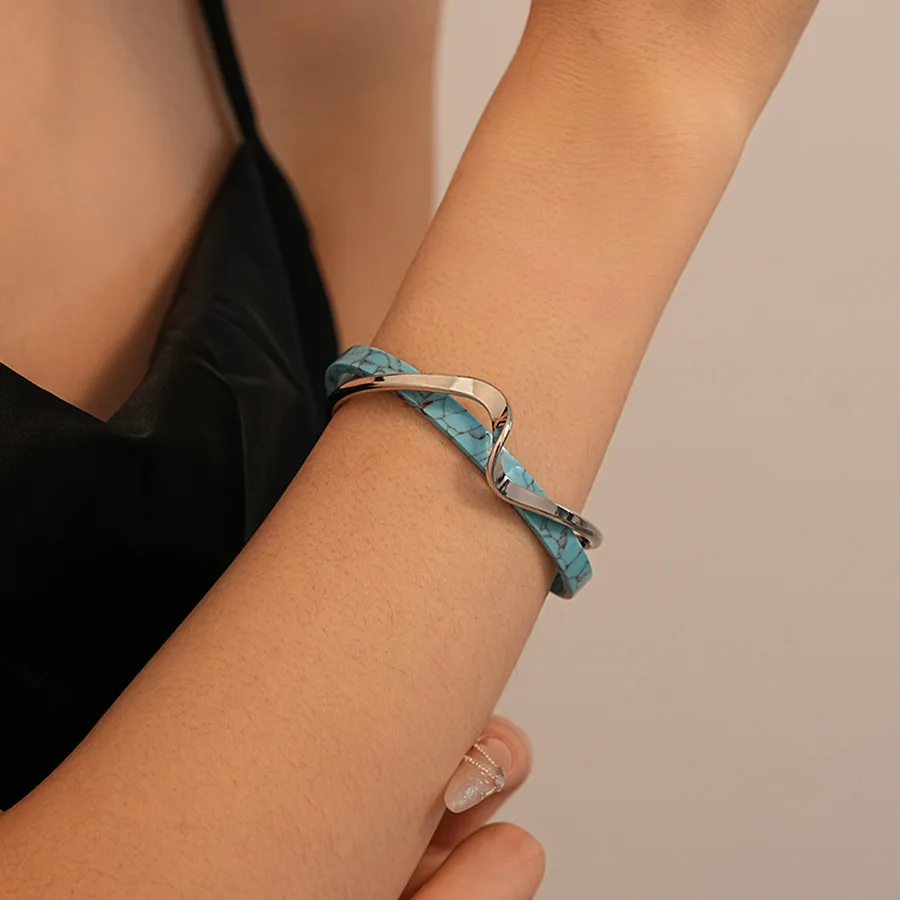 White Acrylic Bracelets Board Bend Metal Bangles Womens Hand Bracelets Geometric C- shaped Opening Bracelets Jewelry Gifts K