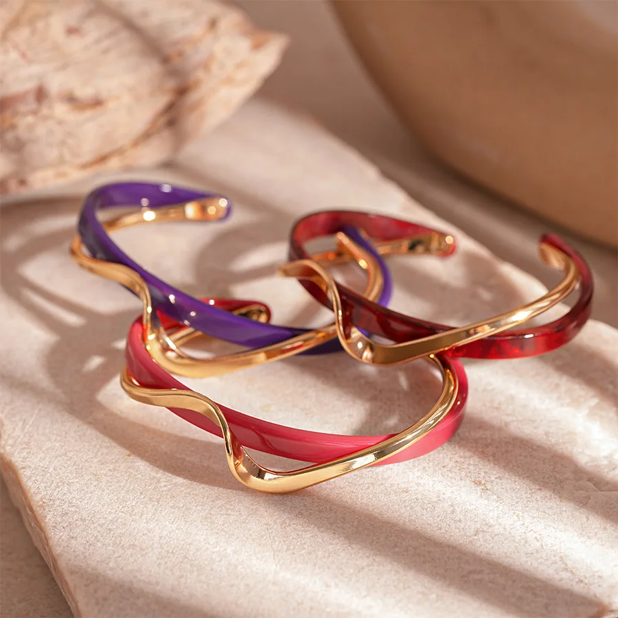 White Acrylic Bracelets Board Bend Metal Bangles Womens Hand Bracelets Geometric C- shaped Opening Bracelets Jewelry Gifts K