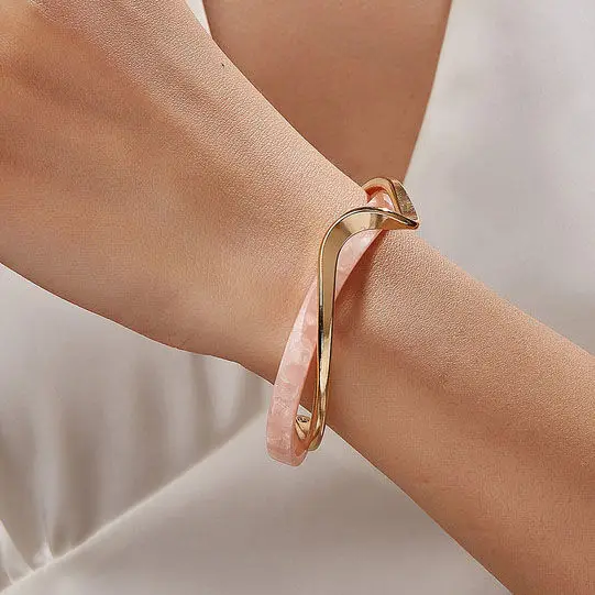 White Acrylic Bracelets Board Bend Metal Bangles Womens Hand Bracelets Geometric C- shaped Opening Bracelets Jewelry Gifts K