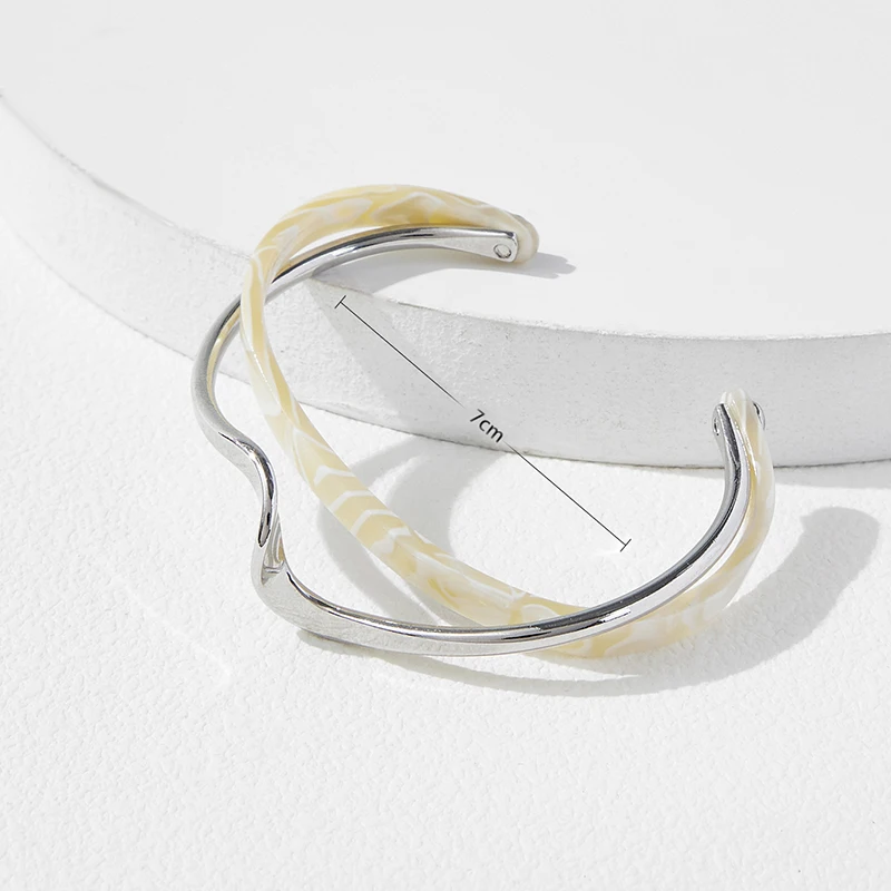 White Acrylic Bracelets Board Bend Metal Bangles Womens Hand Bracelets Geometric C- shaped Opening Bracelets Jewelry Gifts K