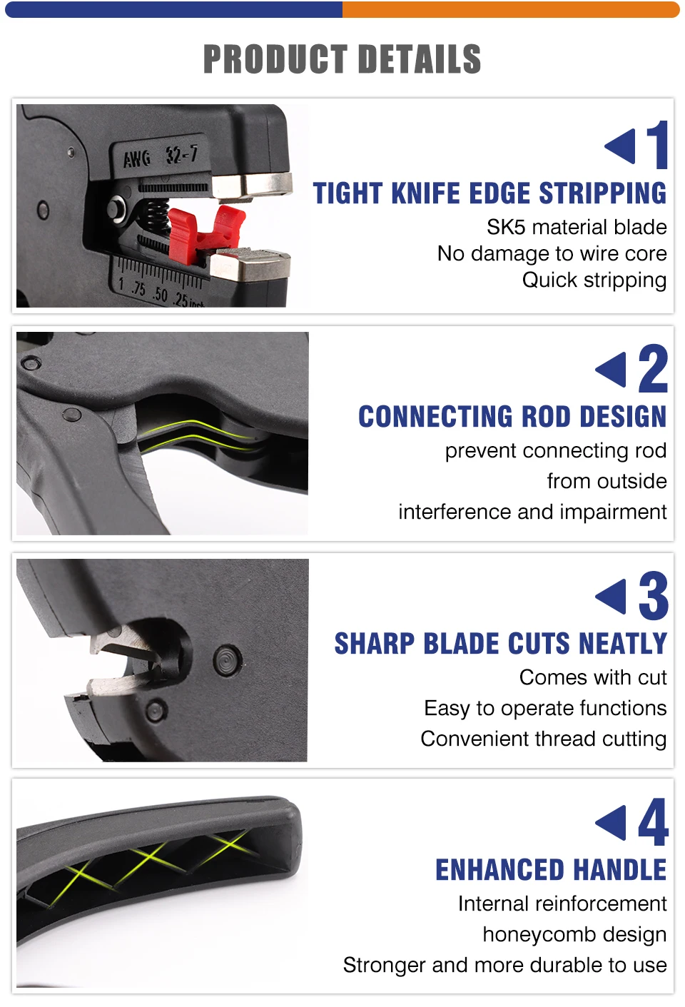 Automatic Wire Stripper and Cutter YE-D10 Pliers 2 in 1 Heavy Duty Tools 0.03-10mm2/32-7AWG Mini Electrical Repair Tools