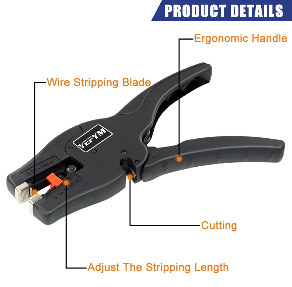 Automatic Wire Stripper and Cutter YE-D10 Pliers 2 in 1 Heavy Duty Tools 0.03-10mm2/32-7AWG Mini Electrical Repair Tools