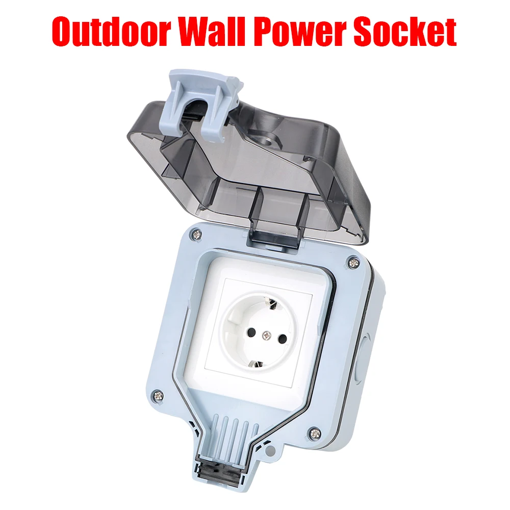 Double EU Socket Power Supply Switch Socket 16A Outdoor Wall Power Socket With USB Charging for Home& Garden IP66 Weatherproof