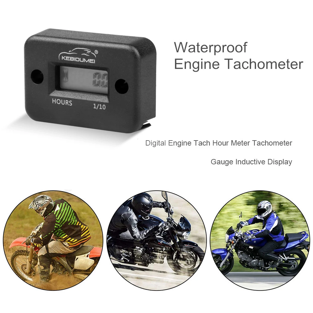Digital LCD Hour Meter Motor Waterproof Display for Bike Motorcycle ATV Snowmobile Marine Boat Ski Dirt Gas Engine