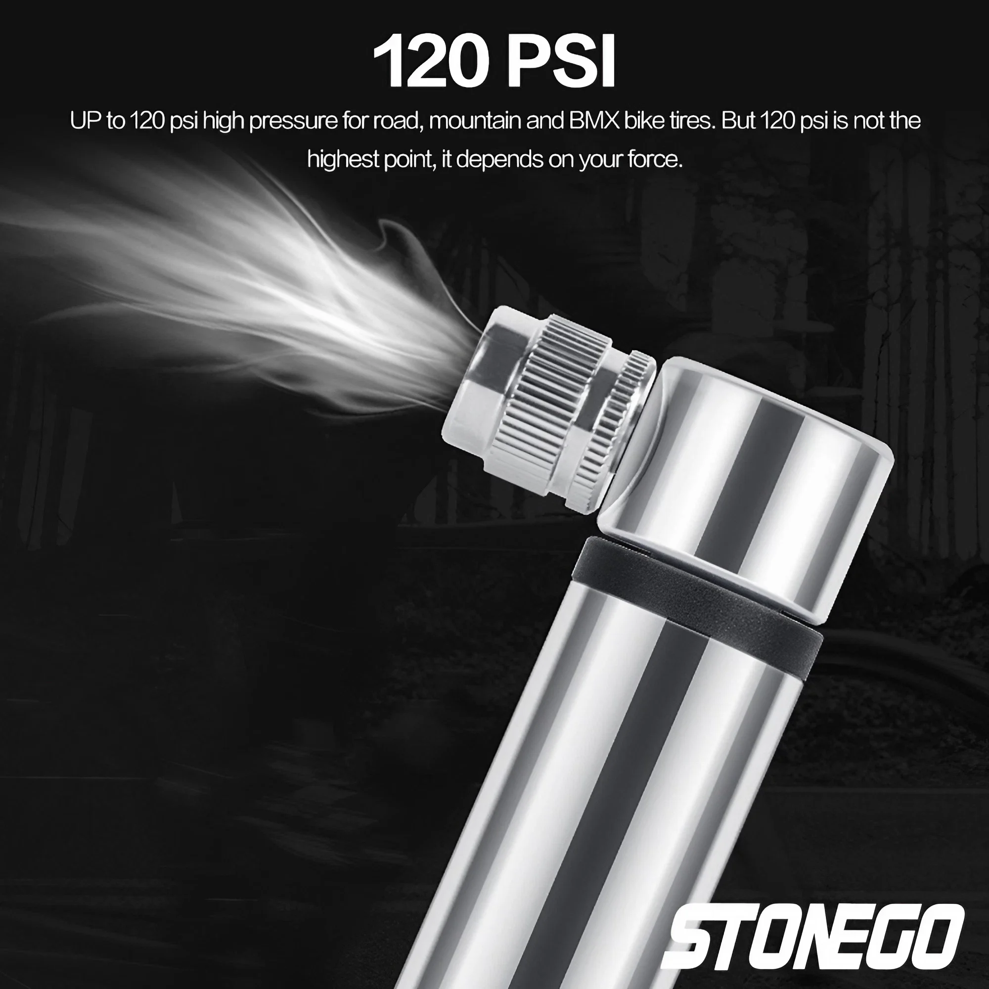 Portable Pocket Bike-Pump 120 PSI High Pressure, Mini Bike Pump Fits Presta/Schrader Valve Ultralight Bicycle Tire Pump