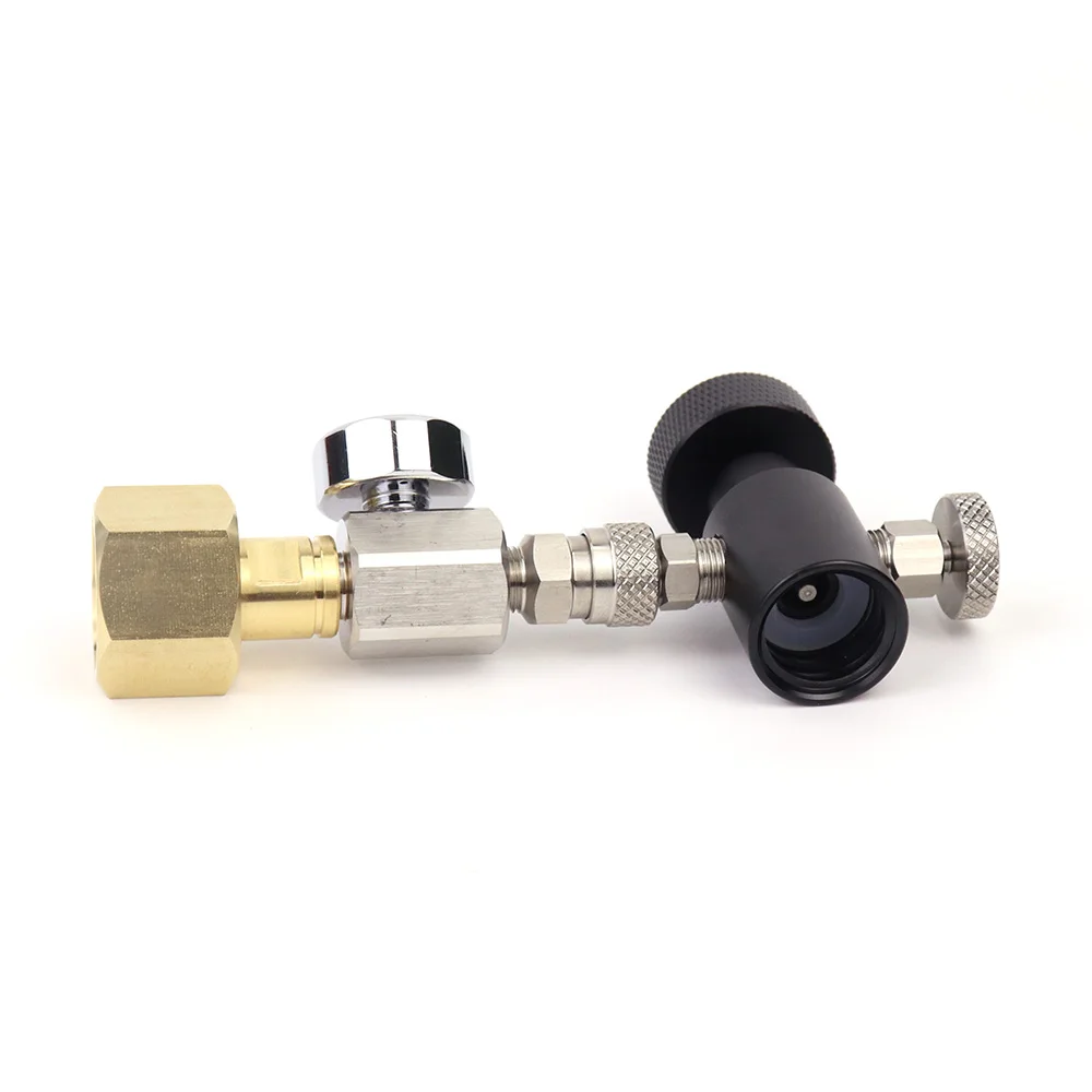 Soda Co2 Cylinder (TR21-4 Thread Type) Refill Adaptor With Gauge Kit Fit SodaStream Blue Cylinder W21.8-14 G3/4 CGA320 Connector