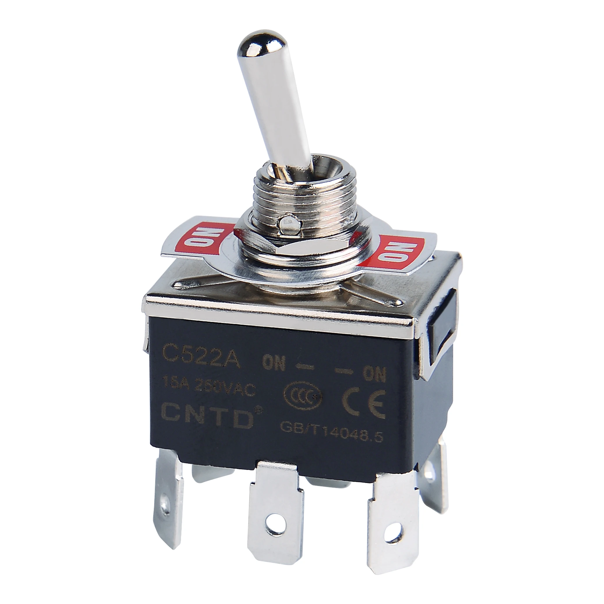 CNTD Self-locking Toggle Switch 15A 250VAC C5 Series Single Pole Double Pole Switch And Rainproof-cap