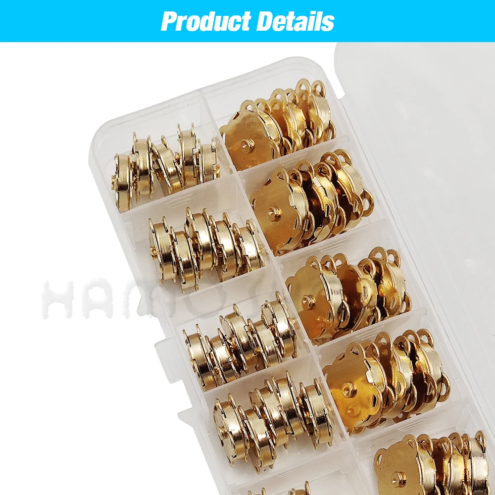 20sets 10mm-18mm Sew-on Metal Magnet Buckle Snap Fasteners Buttons Kits DIY Sewing Garment Accessories Materials Wallet Buckle