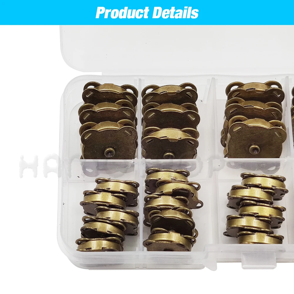 20sets 10mm-18mm Sew-on Metal Magnet Buckle Snap Fasteners Buttons Kits DIY Sewing Garment Accessories Materials Wallet Buckle