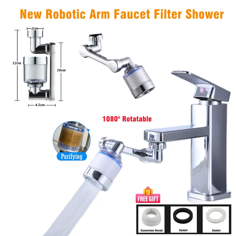 360/1080° Swivel Faucet Water Filter Remove Chlorine Heavy Metals Filtered Showers Head Soft Hard Water Bath Filtration Purifier