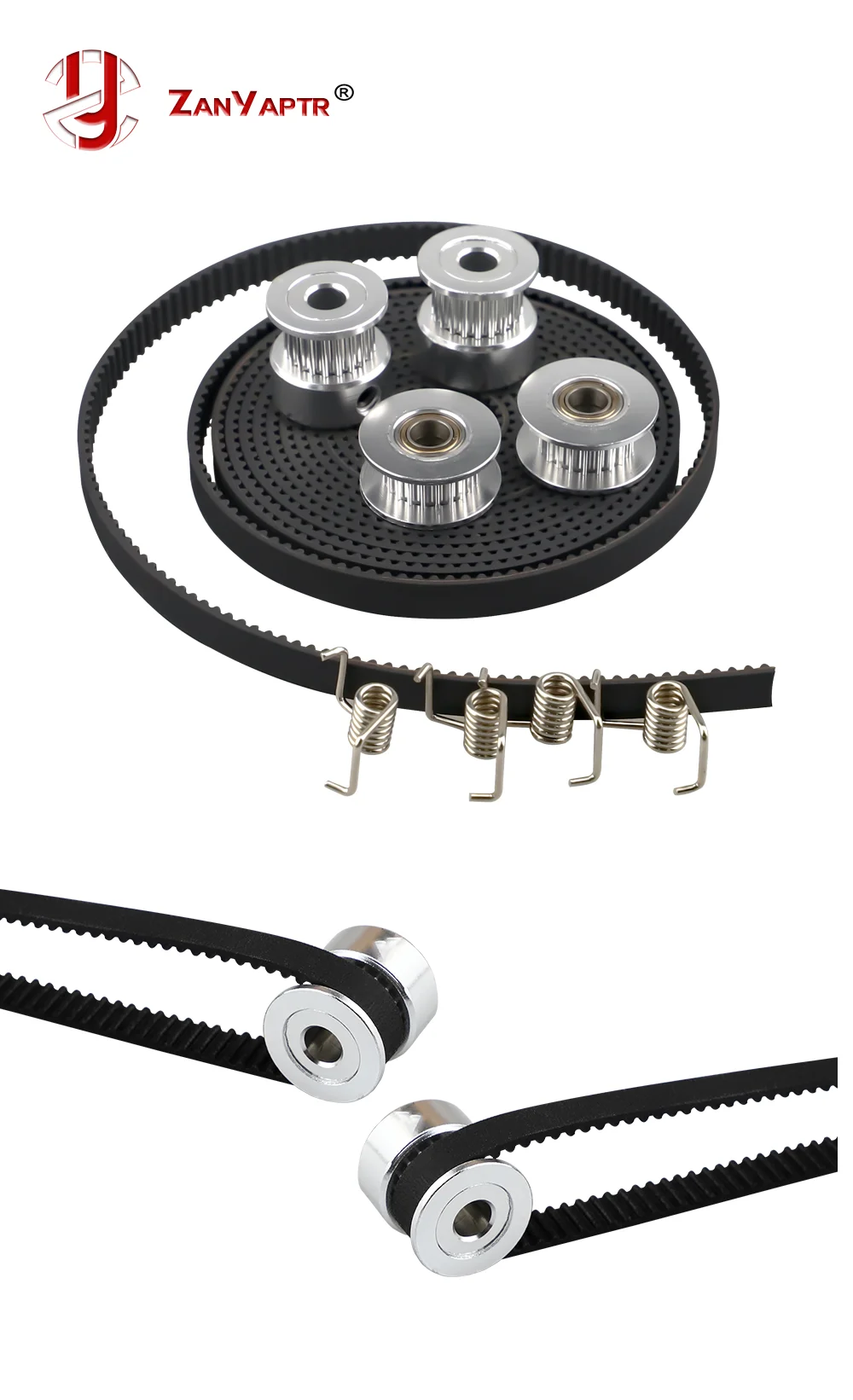 3D Printer Parts GT2 Pulley 20 Teeth Bore 5mm GT2 6mm Timing Belt & 2X Idler 4X Tensioner for 3D Printer Kit