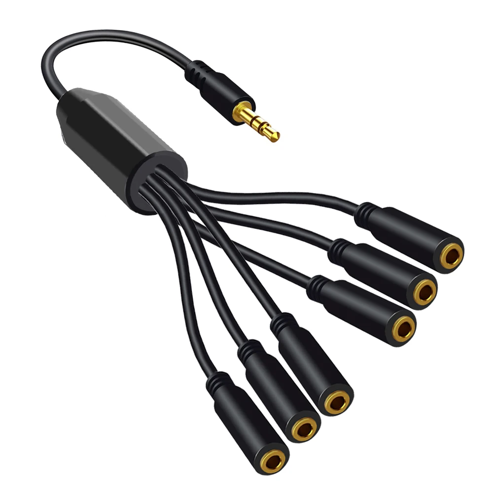1/8 3.5mm TRS Male To 2/3/4/5/6 Ports 3.5mm Female Jack Headphone Splitter Cable Stereo AUX Audio Adapter for PC MP3 TV Speaker