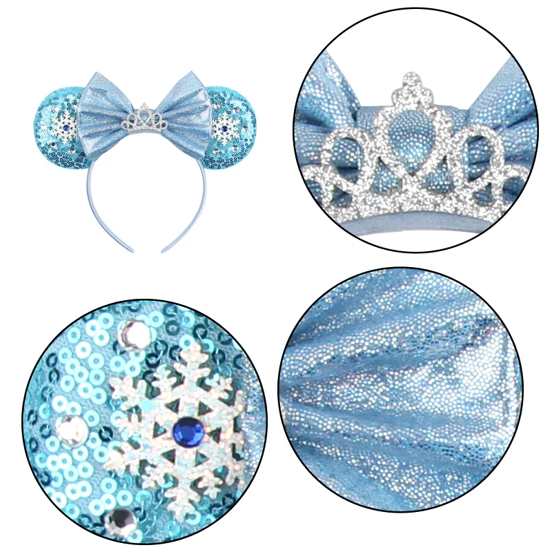 New Chic Mickey Mouse Ears Headband Big Beautiful Bow Sequins Hairband Women Birthday Gift Girls Kids Party Hair Accessorie