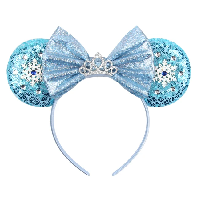 New Chic Mickey Mouse Ears Headband Big Beautiful Bow Sequins Hairband Women Birthday Gift Girls Kids Party Hair Accessorie