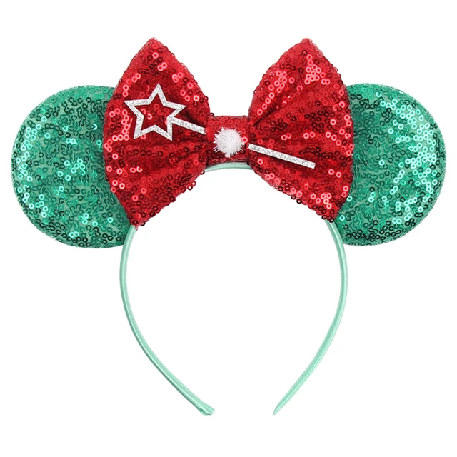 New Chic Mickey Mouse Ears Headband Big Beautiful Bow Sequins Hairband Women Birthday Gift Girls Kids Party Hair Accessorie