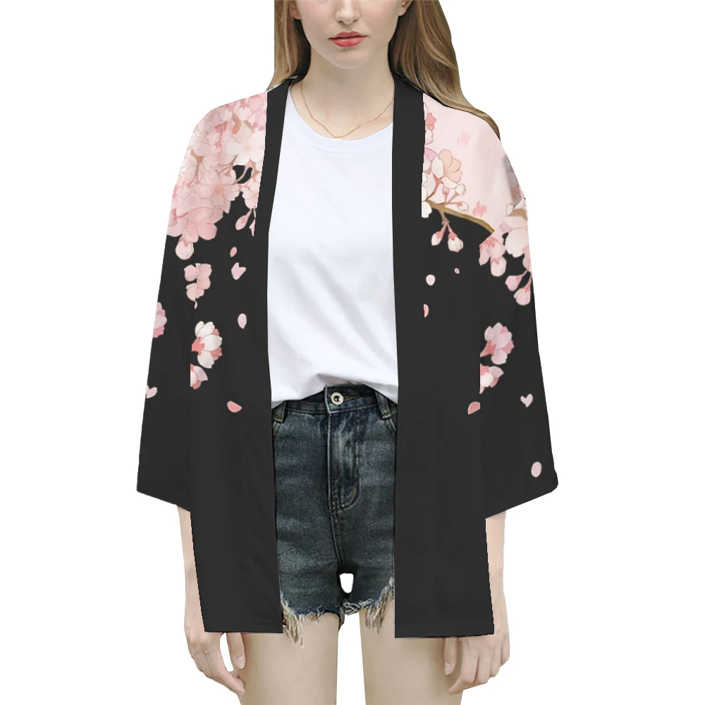 Japanese traditional clothing cherry blossom kimono Fashionable printed haori for men women Asian clothing role-playing cardigan