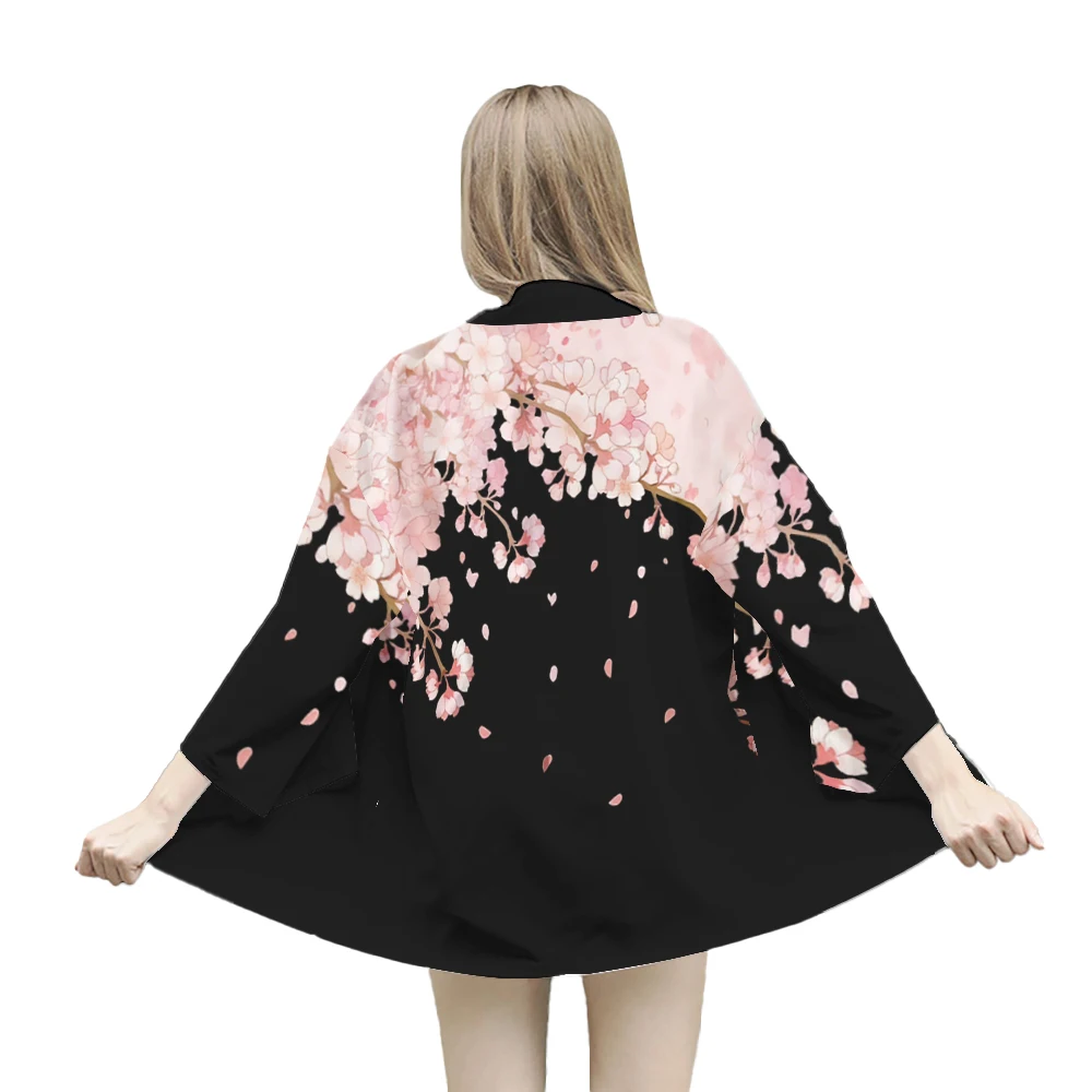 Japanese traditional clothing cherry blossom kimono Fashionable printed haori for men women Asian clothing role-playing cardigan