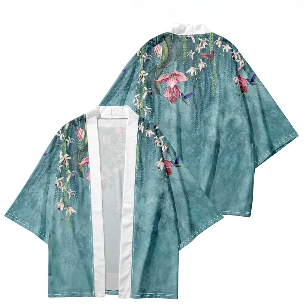 Japanese traditional clothing cherry blossom kimono Fashionable printed haori for men women Asian clothing role-playing cardigan