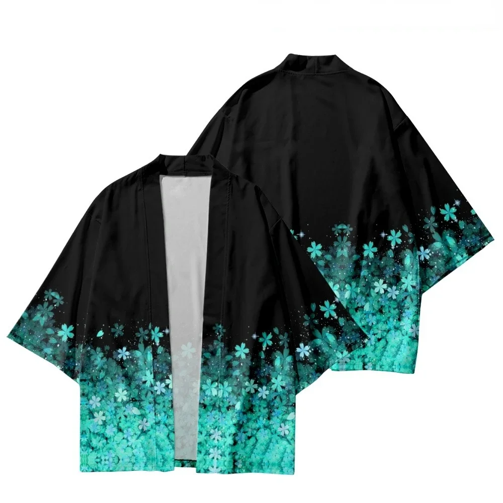 Japanese traditional clothing cherry blossom kimono Fashionable printed haori for men women Asian clothing role-playing cardigan