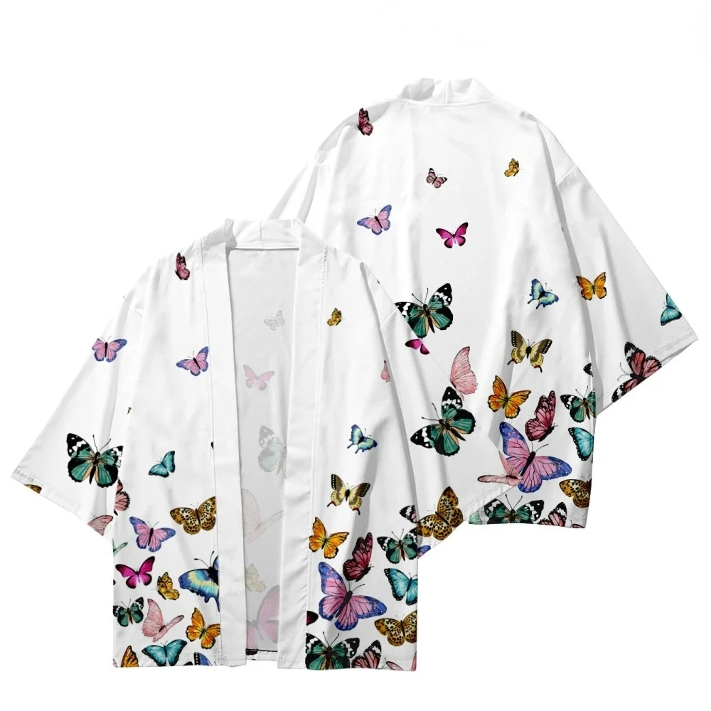 Japanese traditional clothing cherry blossom kimono Fashionable printed haori for men women Asian clothing role-playing cardigan