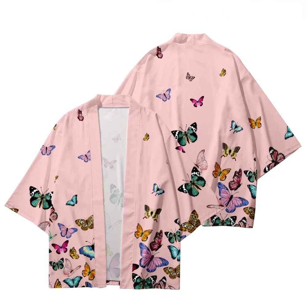 Japanese traditional clothing cherry blossom kimono Fashionable printed haori for men women Asian clothing role-playing cardigan