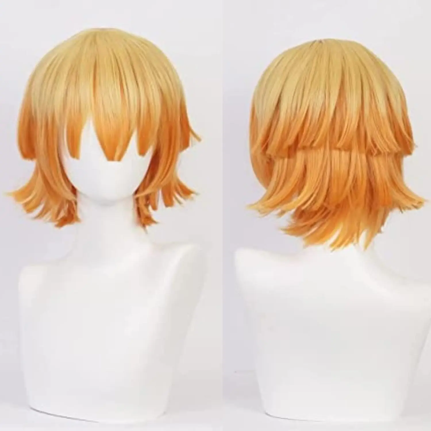 Zenitsu Wig Short Yellow Wig For Demon Slayer Cosplay Orange Ombre Wig Cosplay Wig for Synthetic Wig for Halloween Party Cosplay