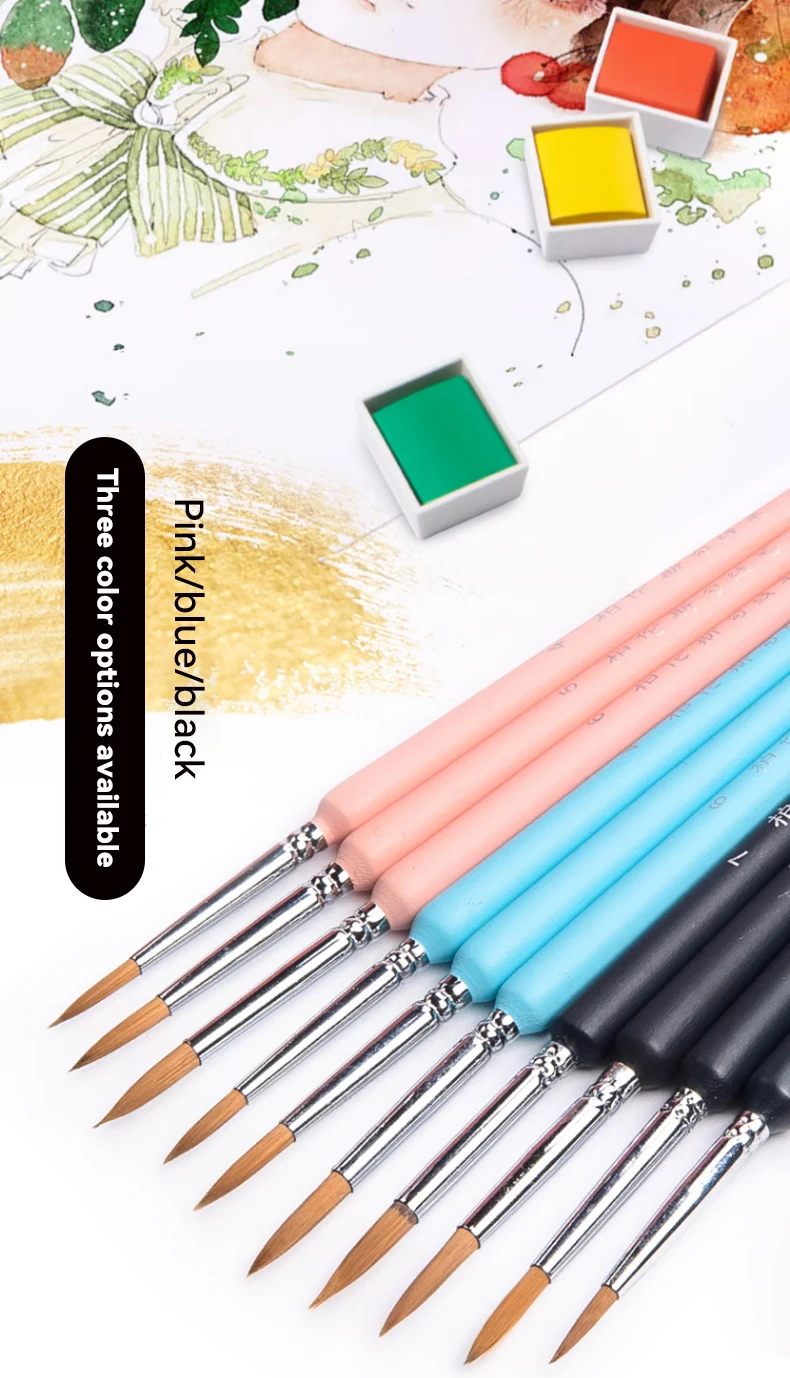 4/5/11pcs Miniature Hook Line Pen Art Painting Brushes Weasel Hair Paint Brush Gouache Watercolor Oil Paint Artists Hand Painted