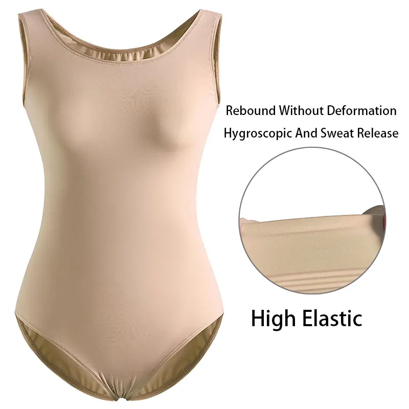 Women's Classic Team Basic Sleeveless Ballet Dance Leotards for Adult Gymnastics Dance Tops with Soft Lining Bodysuits