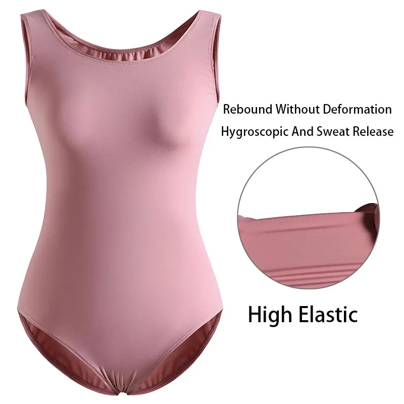 Women's Classic Team Basic Sleeveless Ballet Dance Leotards for Adult Gymnastics Dance Tops with Soft Lining Bodysuits