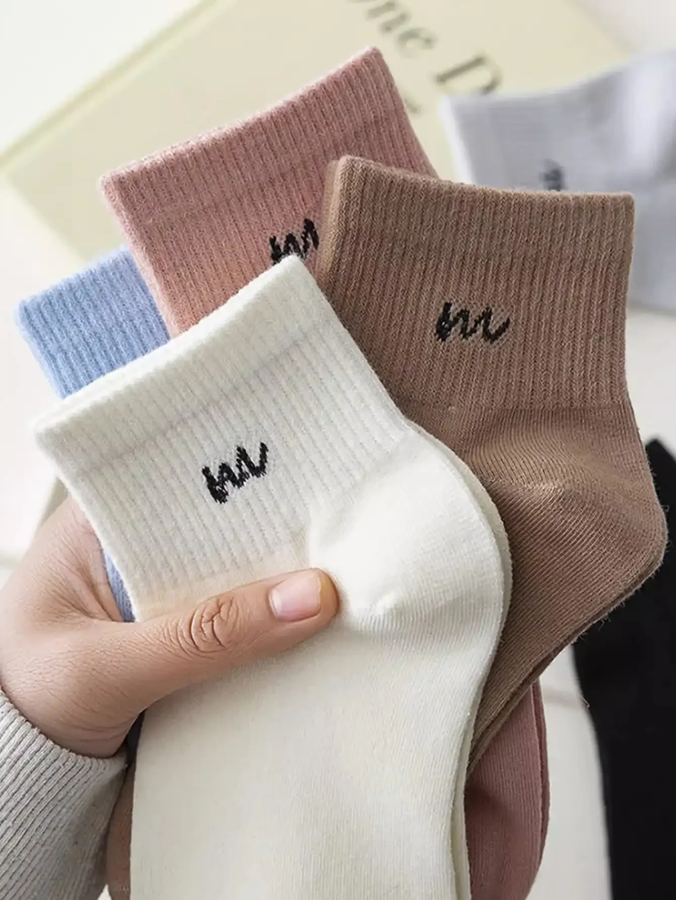 5 pairs of women's spring and autumn pure cotton ins trendy Japanese low cut solid color short socks