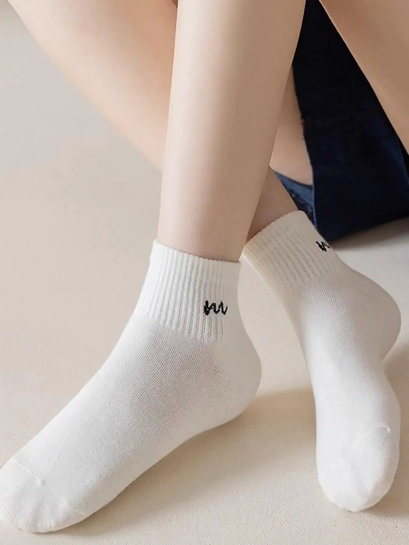 5 pairs of women's spring and autumn pure cotton ins trendy Japanese low cut solid color short socks