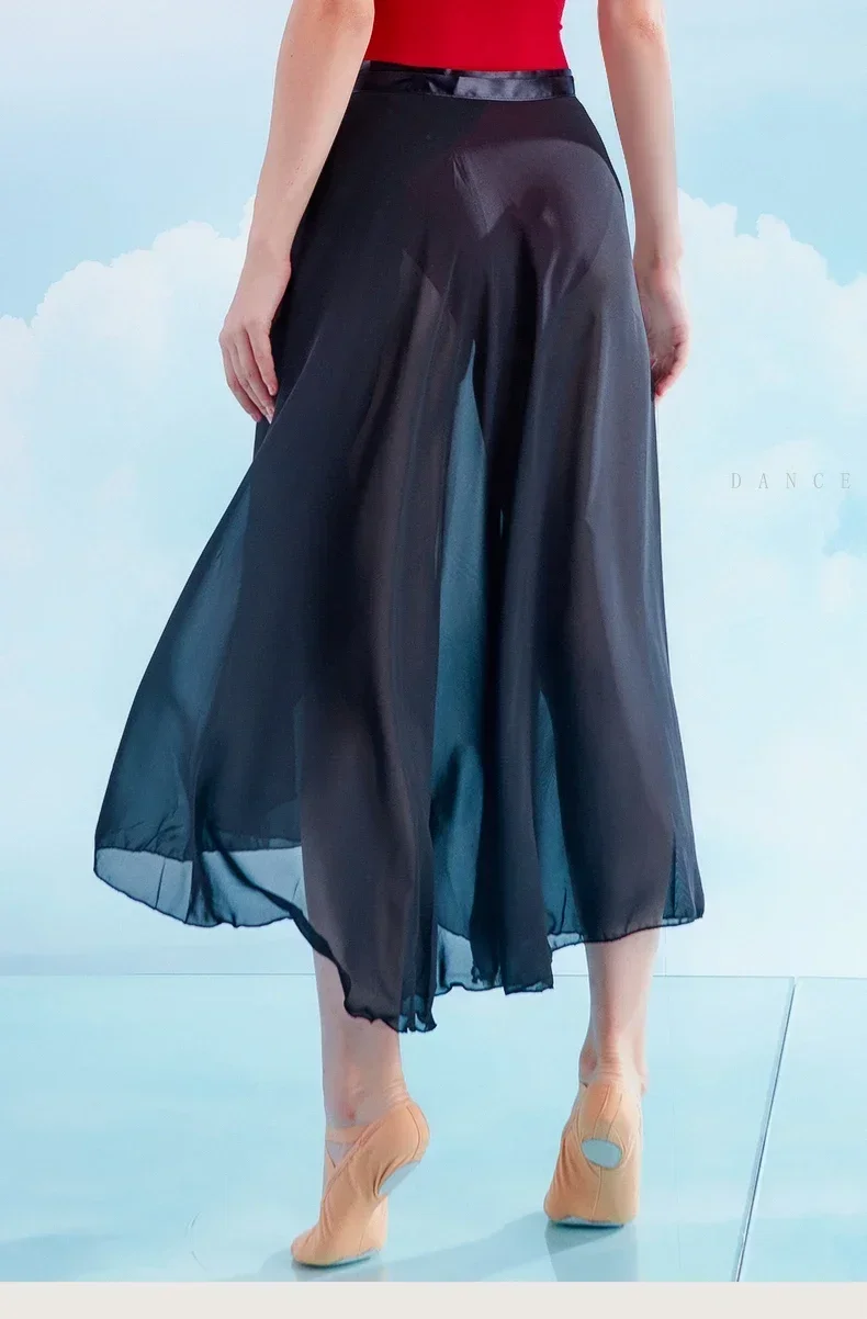 Chiffon Ballet Tutu Dance Skirt Dance Skate Wrap Scarf Ballerina Lyrical Long Ballet Skirt Gymnastics Ballet Dance Dress Women
