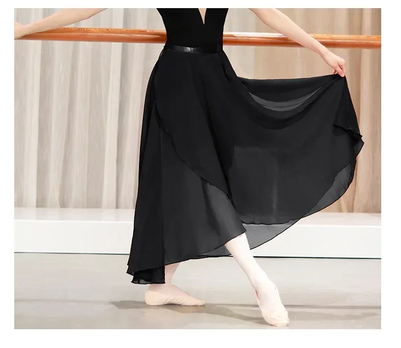Chiffon Ballet Tutu Dance Skirt Dance Skate Wrap Scarf Ballerina Lyrical Long Ballet Skirt Gymnastics Ballet Dance Dress Women