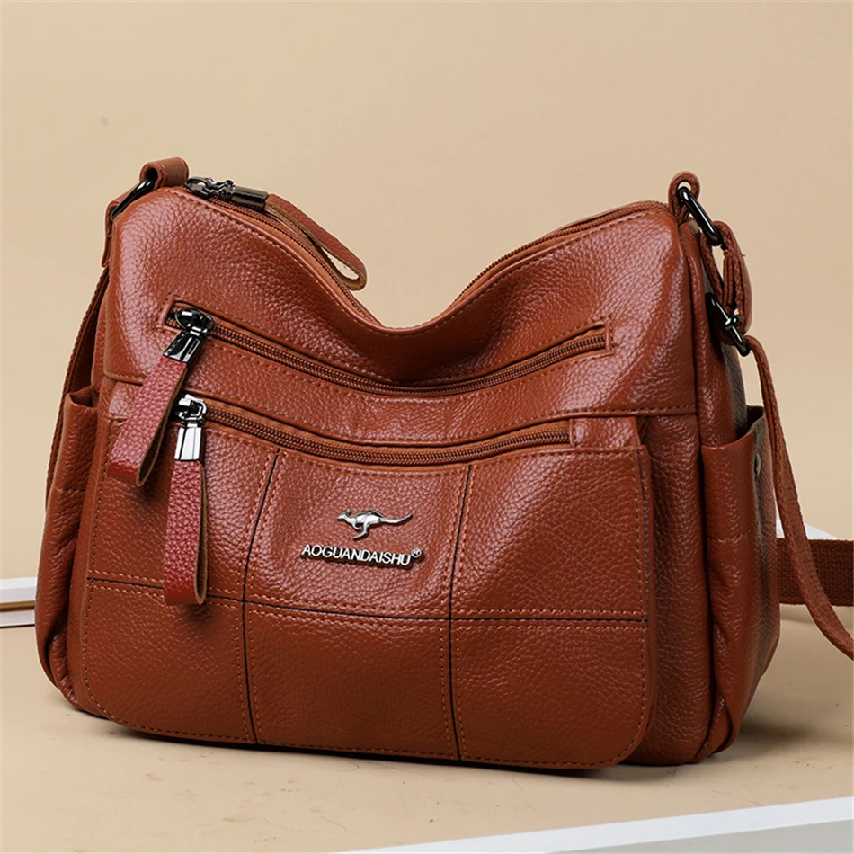 Classic Shoulder Bags High Quality Multi Pockets Soft Leather Crossbody Bags for Women 2024 Designer Luxury Handbags Purses