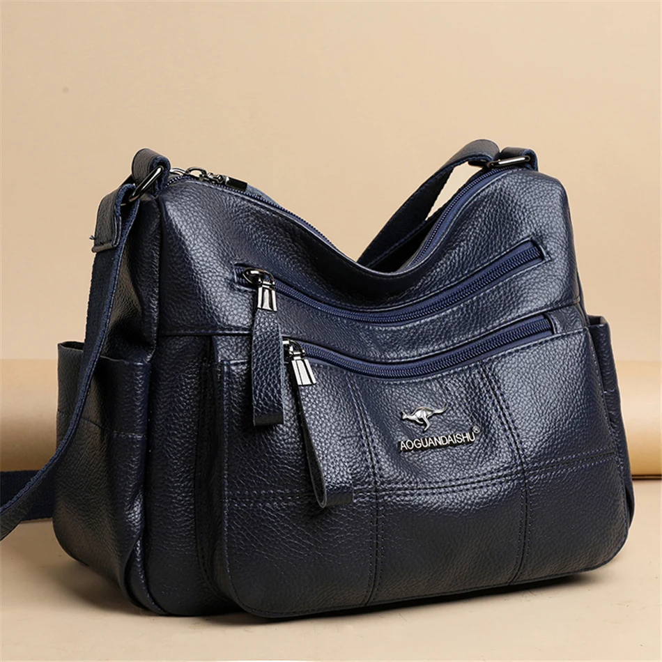Classic Shoulder Bags High Quality Multi Pockets Soft Leather Crossbody Bags for Women 2024 Designer Luxury Handbags Purses