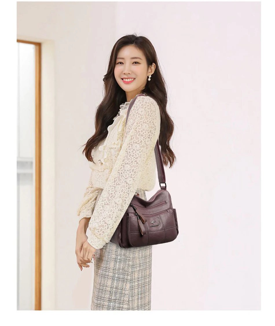 Classic Shoulder Bags High Quality Multi Pockets Soft Leather Crossbody Bags for Women 2024 Designer Luxury Handbags Purses