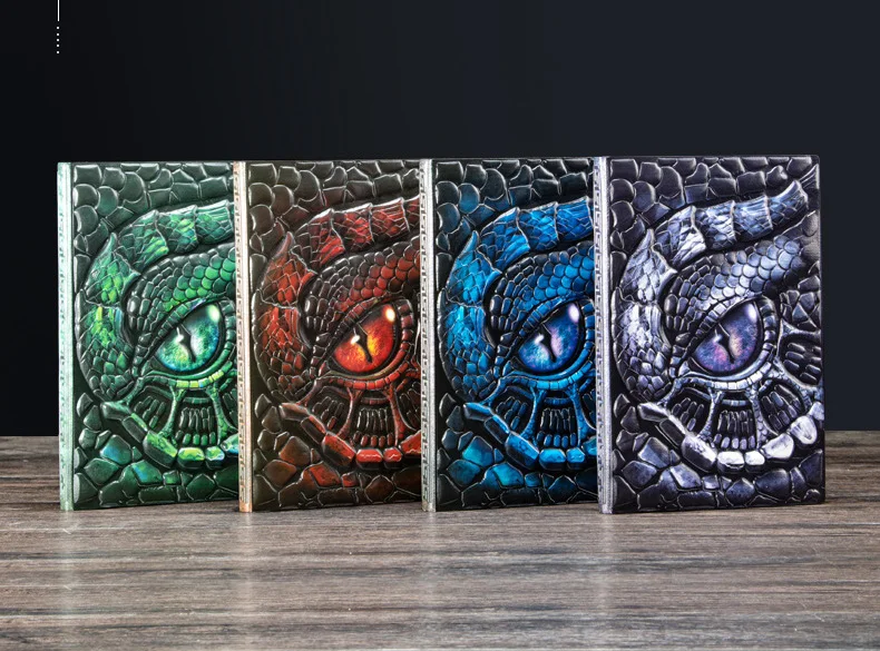 A5 Notebook,Dragon Embossed Retro Hardcover Leather Cover,100 Sheets/Book,Horizontal Line Inside Office Learning Diary QP-04