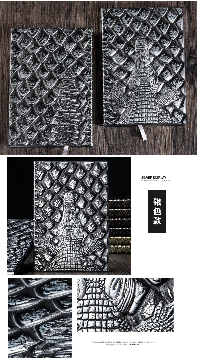 A5 Notebook,Dragon Embossed Retro Hardcover Leather Cover,100 Sheets/Book,Horizontal Line Inside Office Learning Diary QP-04