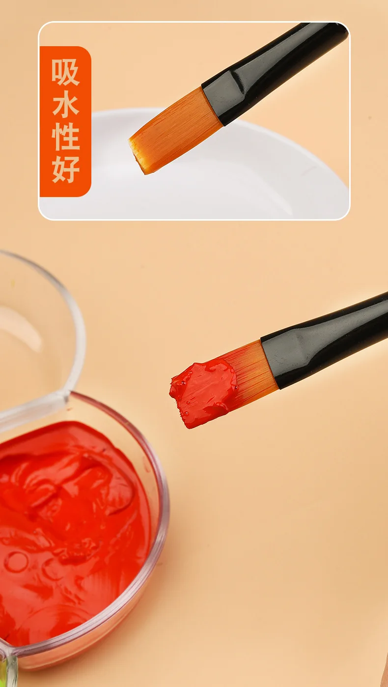 10Pcs/Set Nylon Hair Wooden Handle Watercolor Paint Brush Pen Set Learning DIY Oil Acrylic Painting Art Paint Brushes Supplies
