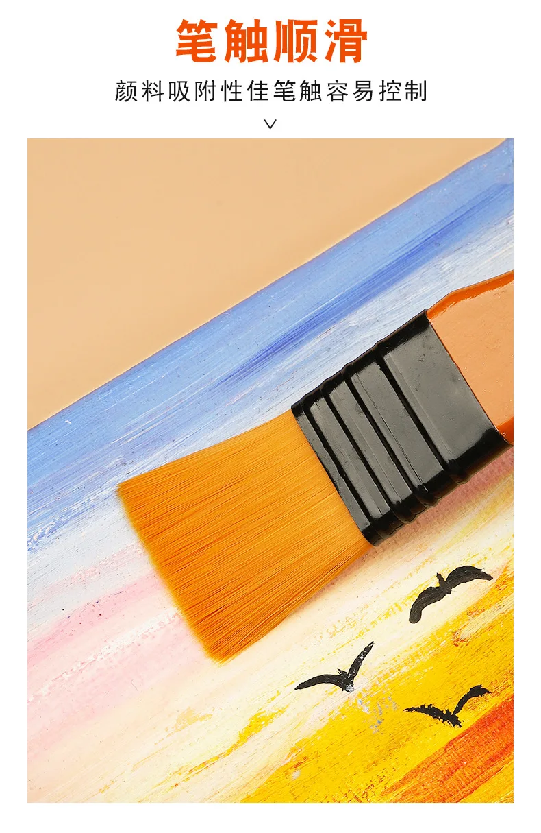 10Pcs/Set Nylon Hair Wooden Handle Watercolor Paint Brush Pen Set Learning DIY Oil Acrylic Painting Art Paint Brushes Supplies
