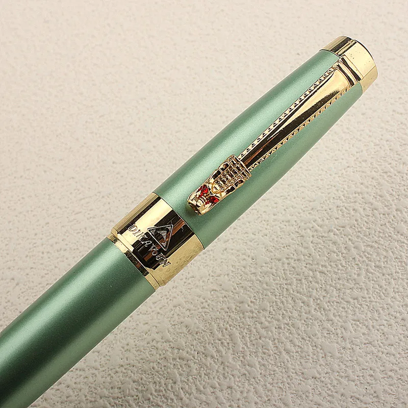 High Quality Green Metal Roller Ball Pen 0.5mm Nib Dragon Clip Business Gifts Writing Office School Supplies Metal Ballpoint Pen