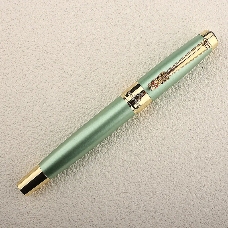 High Quality Green Metal Roller Ball Pen 0.5mm Nib Dragon Clip Business Gifts Writing Office School Supplies Metal Ballpoint Pen