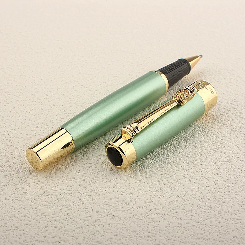 High Quality Green Metal Roller Ball Pen 0.5mm Nib Dragon Clip Business Gifts Writing Office School Supplies Metal Ballpoint Pen