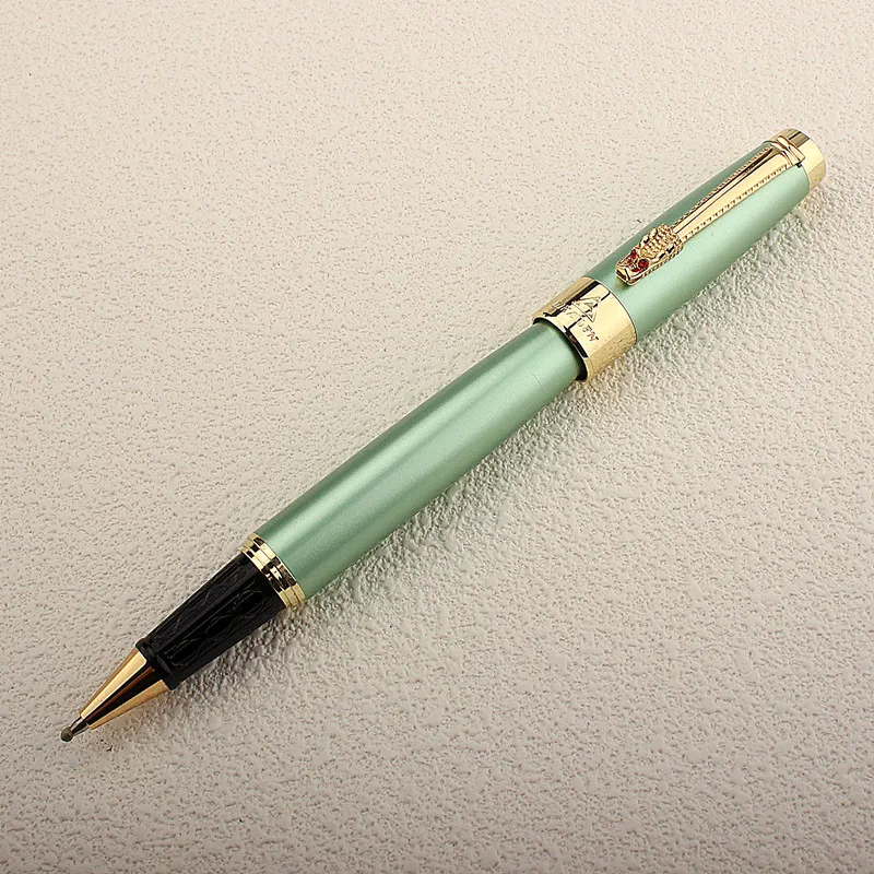 High Quality Green Metal Roller Ball Pen 0.5mm Nib Dragon Clip Business Gifts Writing Office School Supplies Metal Ballpoint Pen