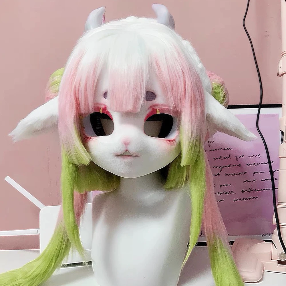 Kigurumi Base Animal Head Skull Mask Cosplay Beast Fursuit Cat Skull DIY Thicken Plastic Masks Carnival Anime Party Costume Prop
