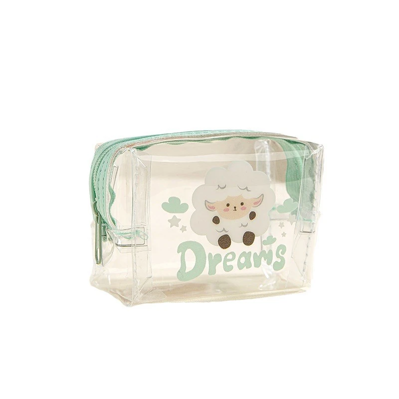 Mini Transparent Coin Purse PVC Waterproof Earphone Bag Cartoon Animal Lipstick Bag Portable Key Case