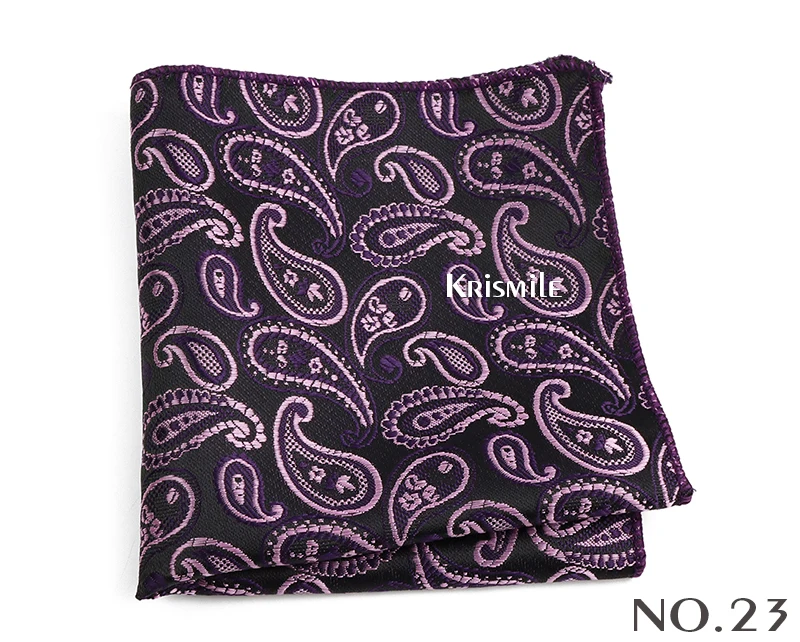 New Jacquard Paisley Pocket Square Classic Red Grey Blue 22cm Hankerchief Fit Business Wedding Party Stage Suit Hanky Gifts