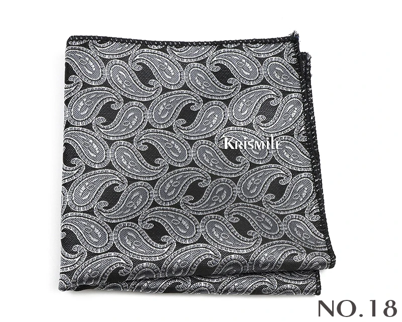 New Jacquard Paisley Pocket Square Classic Red Grey Blue 22cm Hankerchief Fit Business Wedding Party Stage Suit Hanky Gifts